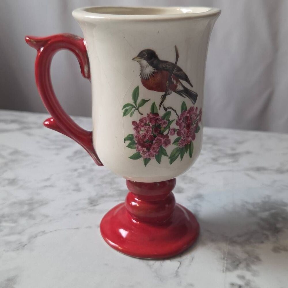 Vintage Fred Roberts Songbird pedestal Mugs - Picture 4 of 8